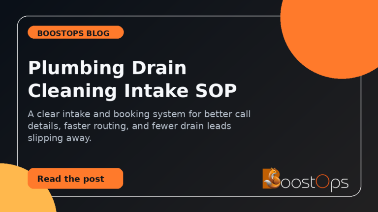 Plumbing drain cleaning intake SOP for US plumbing contractors